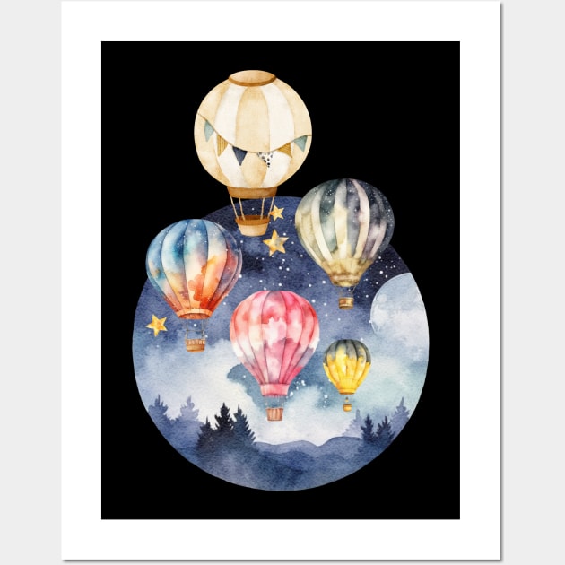 Air Balloon Aircraft Sky Vintage Since Retro Wall Art by Flowering Away